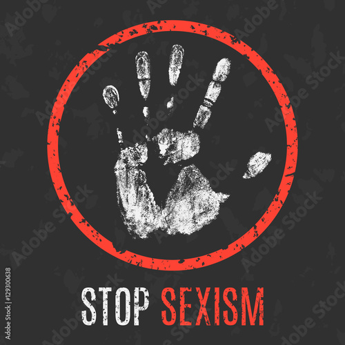 Vector illustration. Social problems of humanity. Stop sexism.