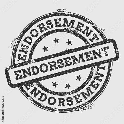 Endorsement rubber stamp isolated on white background. Grunge round seal with text, ink texture and splatter and blots, vector illustration.