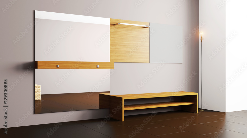 The Modern hallway with furniture. 3D rendering The Modern hallway with furniture. 3D rendering