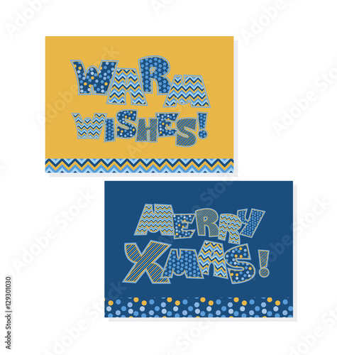 Merry Christmas note. Christmas patchwork style lettering. Cute
