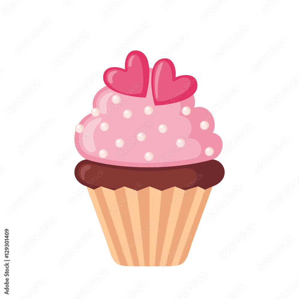 Valentine cupcake icon with hearts. Valentine cupcake icon with hearts.