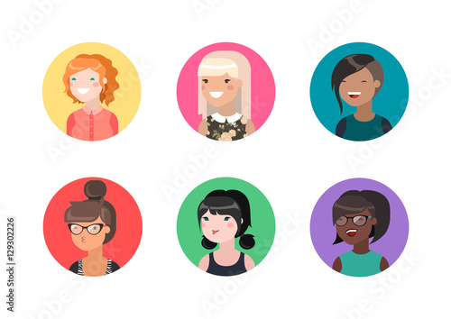 Flat female avatars