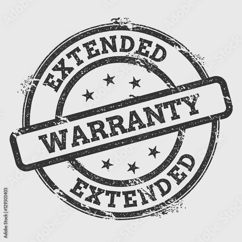 Extended warranty rubber stamp isolated on white background. Grunge round seal with text, ink texture and splatter and blots, vector illustration.