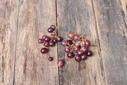 Grape red fresh on wooden table background,Top view