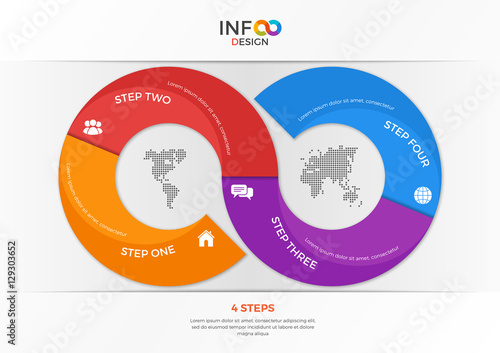 Infographic template in the form of the infinity sign with 4 steps