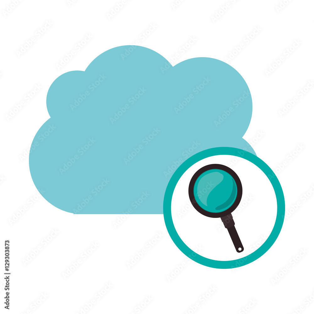 Lupe and cloud computing icon. Storage technology and virtual theme. Isolated design. Vector illustration Lupe and cloud computing icon. Storage technology and virtual theme. Isolated design. Vector illustration