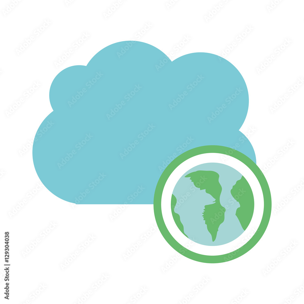 Planet and cloud computing icon. Storage technology and virtual theme. Isolated design. Vector illustration Planet and cloud computing icon. Storage technology and virtual theme. Isolated design. Vector illustration
