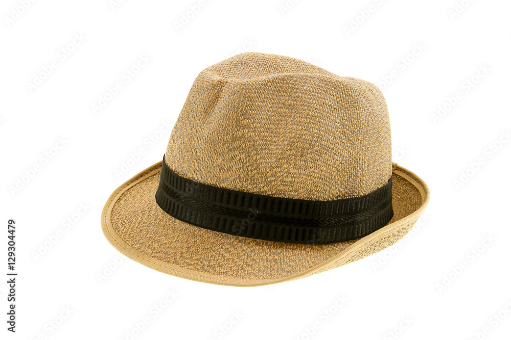 Summer panama straw hat isolated on white background