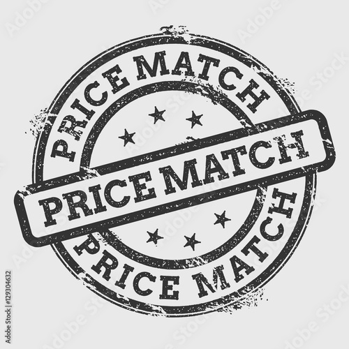 Price match rubber stamp isolated on white background. Grunge round seal with text, ink texture and splatter and blots, vector illustration.