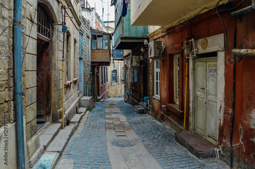 Empty street in old city of Baku  Azerbaijan