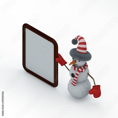 Snowman shows blank board. ...