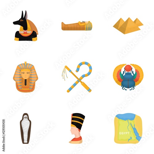 Ancient Egypt set icons in cartoon style. Big collection of ancient Egypt vector symbol stock illustration
