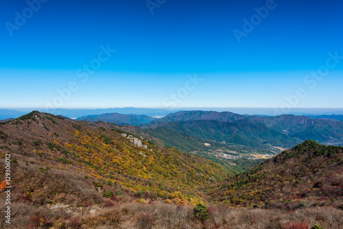 Fototapeta Naklejka Na Ścianę i Meble -  Mountain Landmarks in South Korea Biseulsan National Park The best Image of landscape Mountain autumn in South Korea.