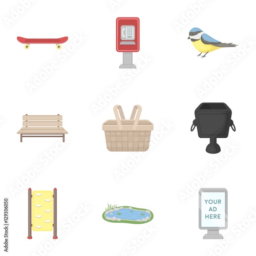 Park set icons in cartoon style. Big collection of park vector symbol stock illustration