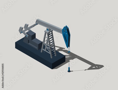 Oil pump jack.Isolated on g...
