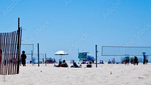 Santa Monica Beach volley ball and life guard tower