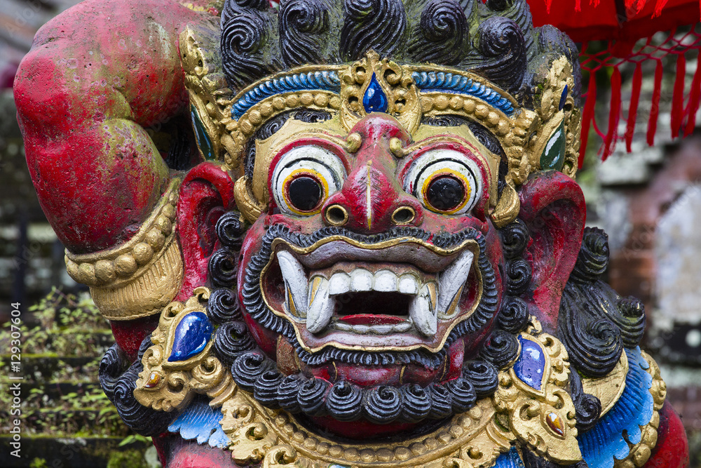 Balinese God statue in Central Bali temple. Indonesia