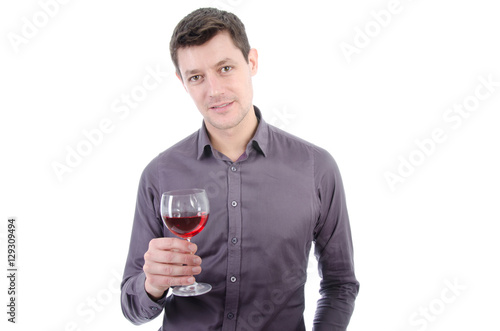 Attractive man and wine.