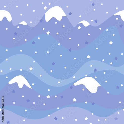 Christmas Mountain seamless pattern. Winter vector mountain illustrations