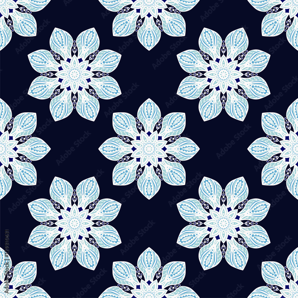 Seamless pattern with mandalas in beautiful colors. Vector background ...