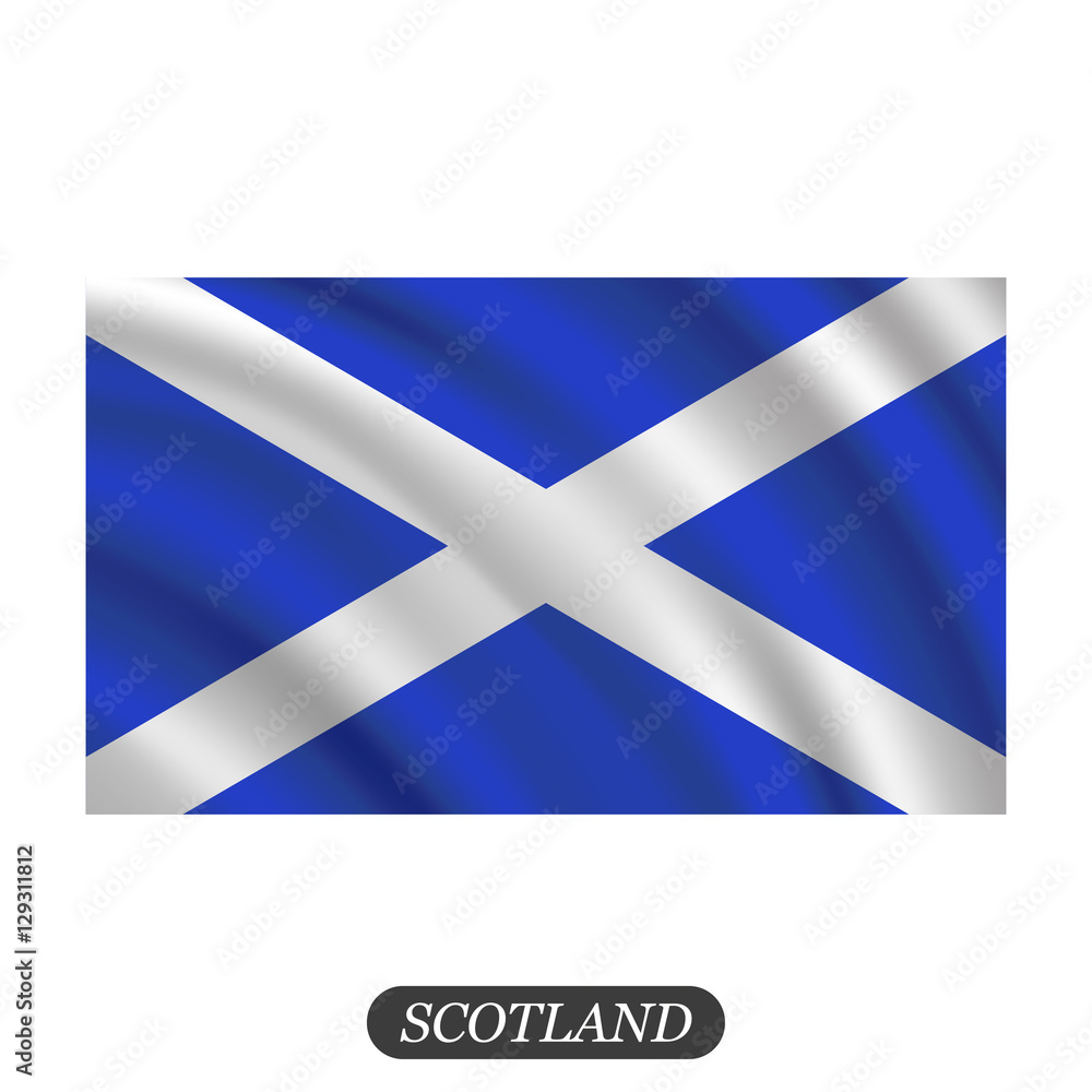 Waving Scotland flag on a white background. Vector illustration
