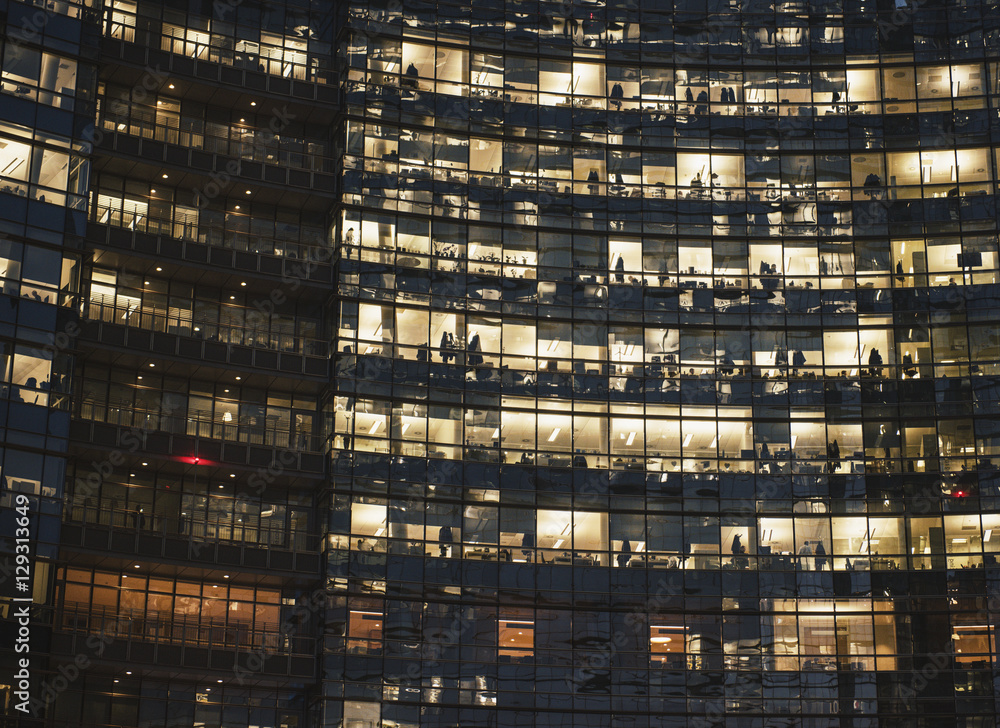 Corporate building at night
