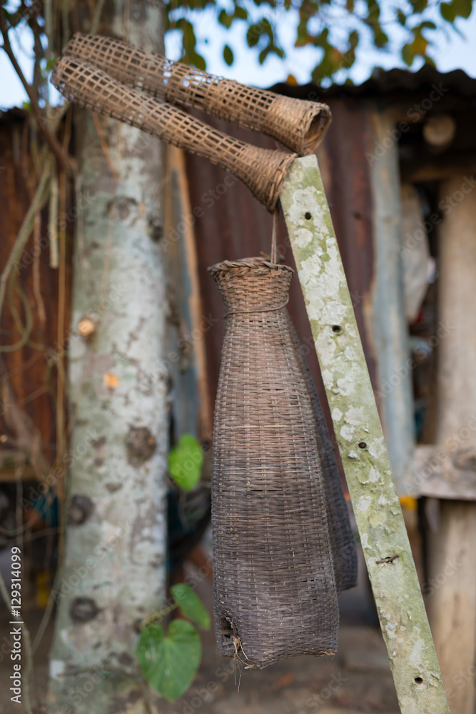 Ancient fishing equipment of rural Thailand.