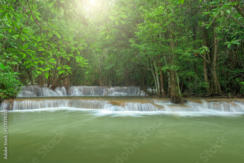 Waterfall in forest at Huay Mae Kamin Waterfall National Park, Kanchanaburi, Thailand