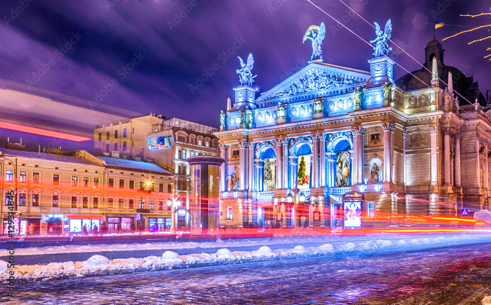 Naklejka premium Night city scene