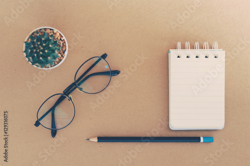 Stationary Set On Brown Background