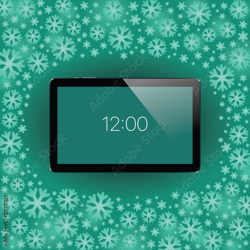 Digital tablet with shiny sensor screen. Electronic smart device. Mobile gadget.