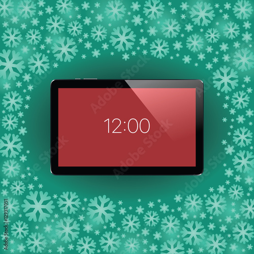 Digital tablet with shiny sensor screen. Electronic smart device. Mobile gadget.