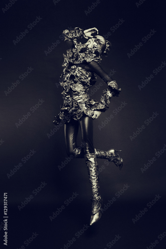 Fototapeta premium Fashion woman with black make up