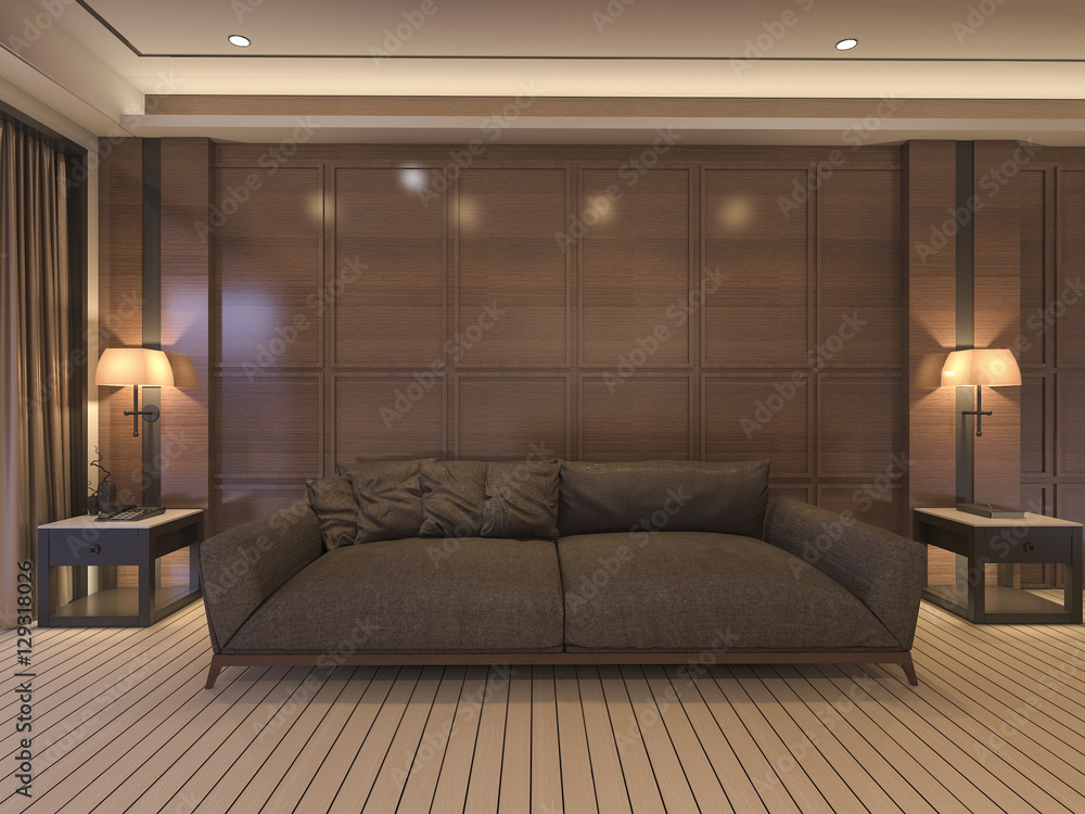 3d rendering classic sofa with luxury decor and nice sofa