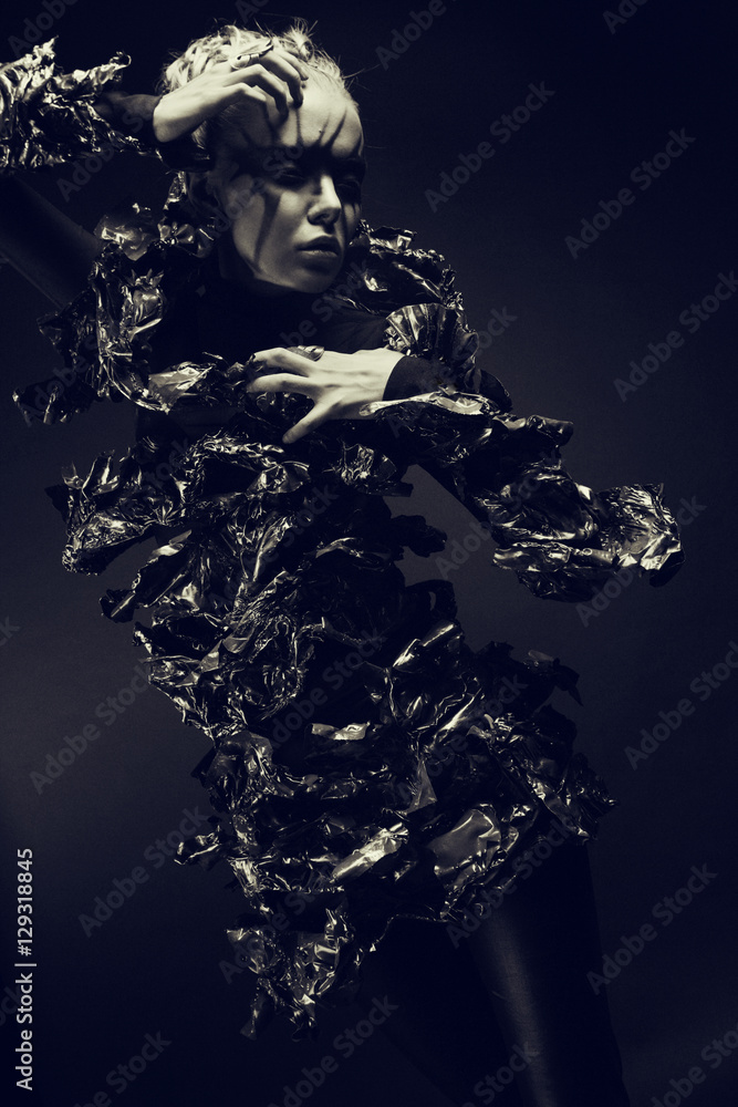 Fashion woman with black make up Fashion woman with black make up