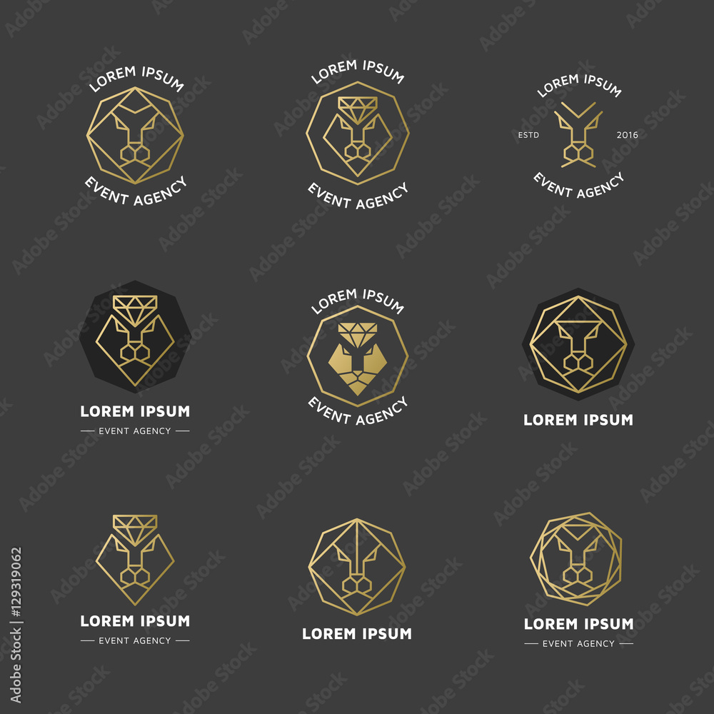 Naklejka premium Lion diamond emblems.