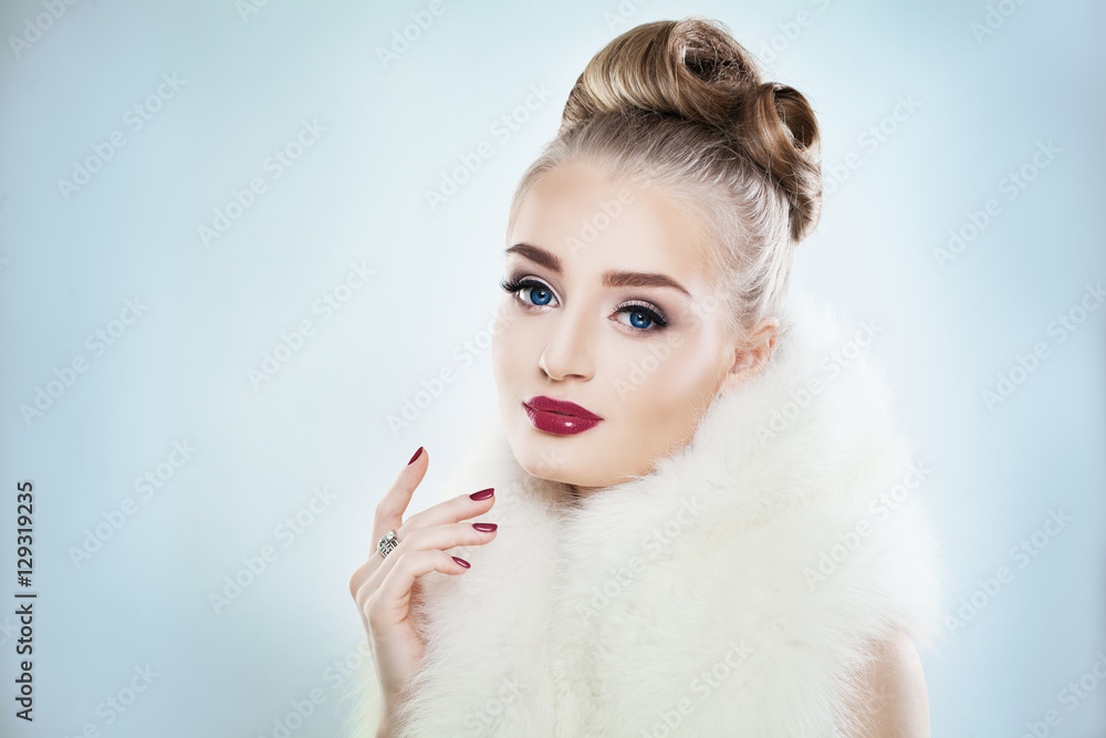 Beautiful Woman with Maroon Lips Beautiful Woman with Maroon Lips