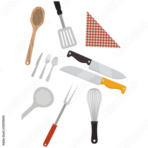Cutlery turner spoon and knife icon. Kitchen supply tool and cooking theme. Isolated design. Vector illustration