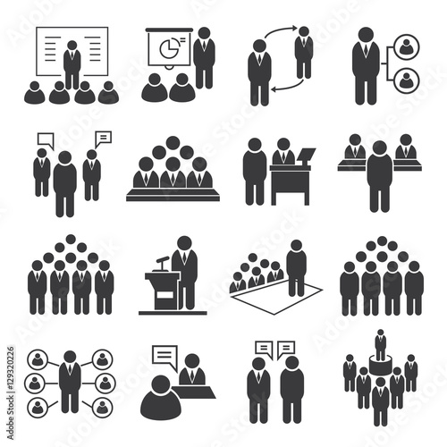 business meeting and business conference icons