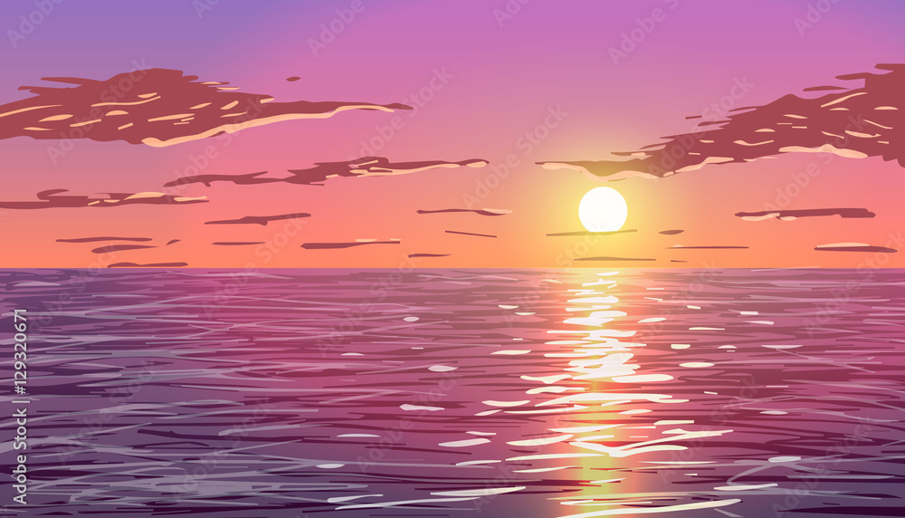 Naklejka premium Sunset in the ocean.