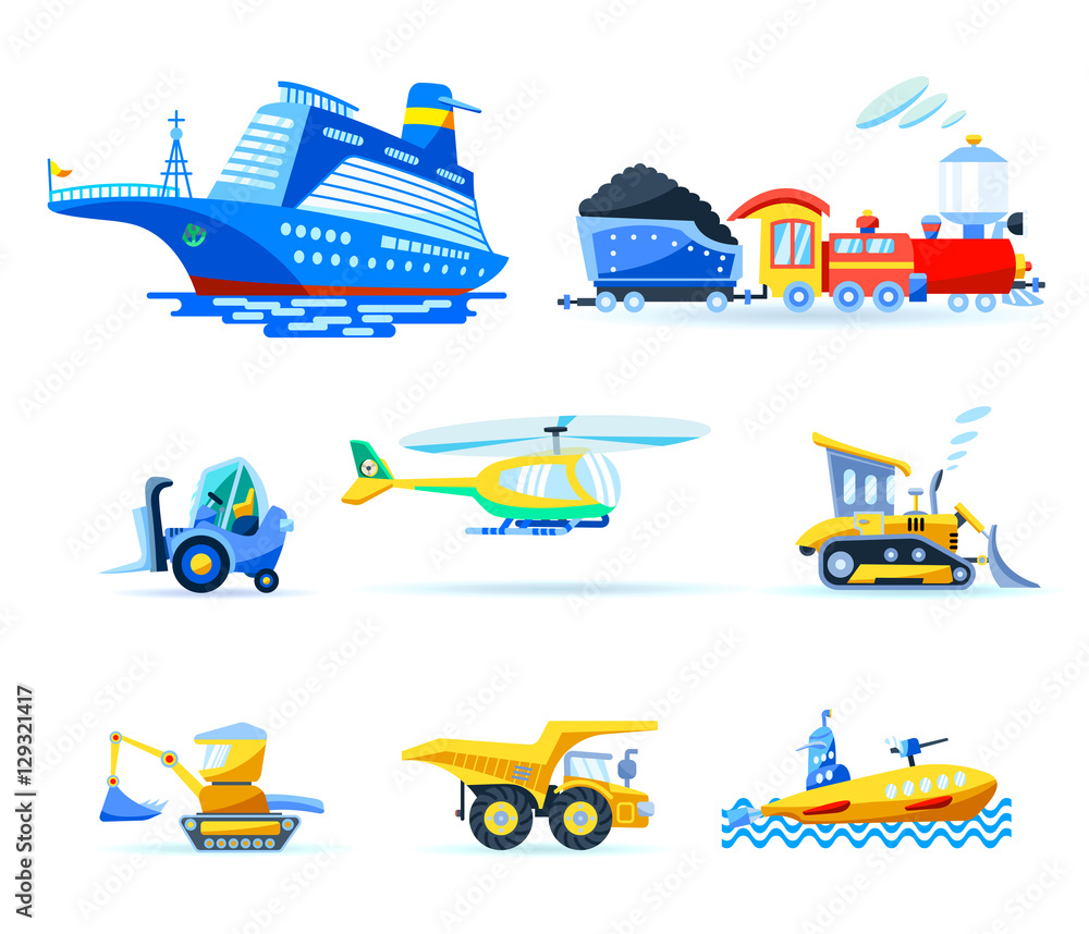 Vehicle and Transportation icon set vector illustration.