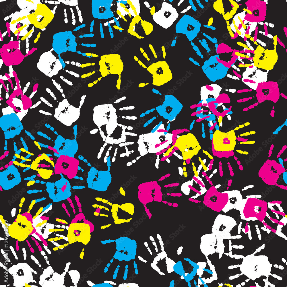 Obraz premium hand tracks abstract vector seamless pattern