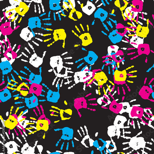 hand tracks abstract vector seamless pattern