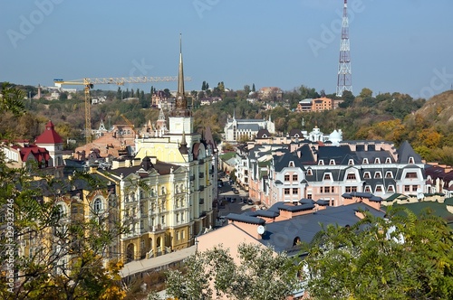 Roofs of houses in the Andrew's Descent in Kiev. Capital of Ukraine - Kyiv.