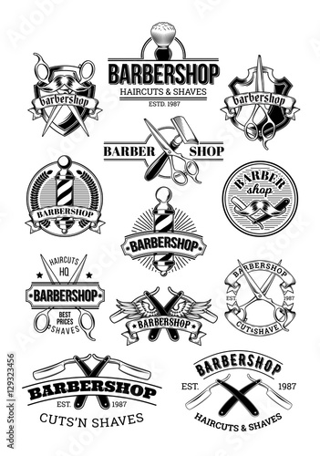 Vector set of barbershop logos, signage