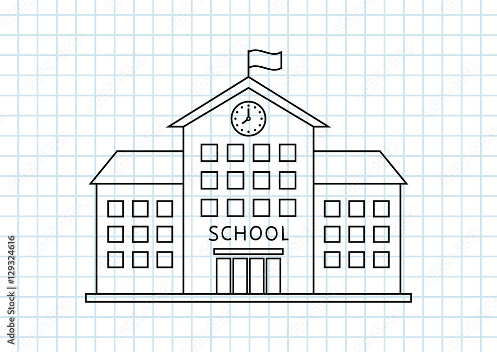 Premium Vector | Cute hand drawing by kid about school building