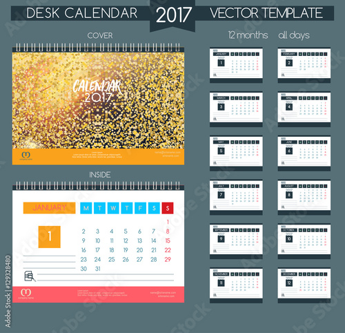 Calendar 2017. Vector Templates all months.