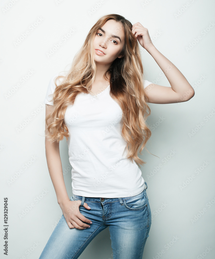 fashion model posing in studio, white background fashion model posing in studio, white background