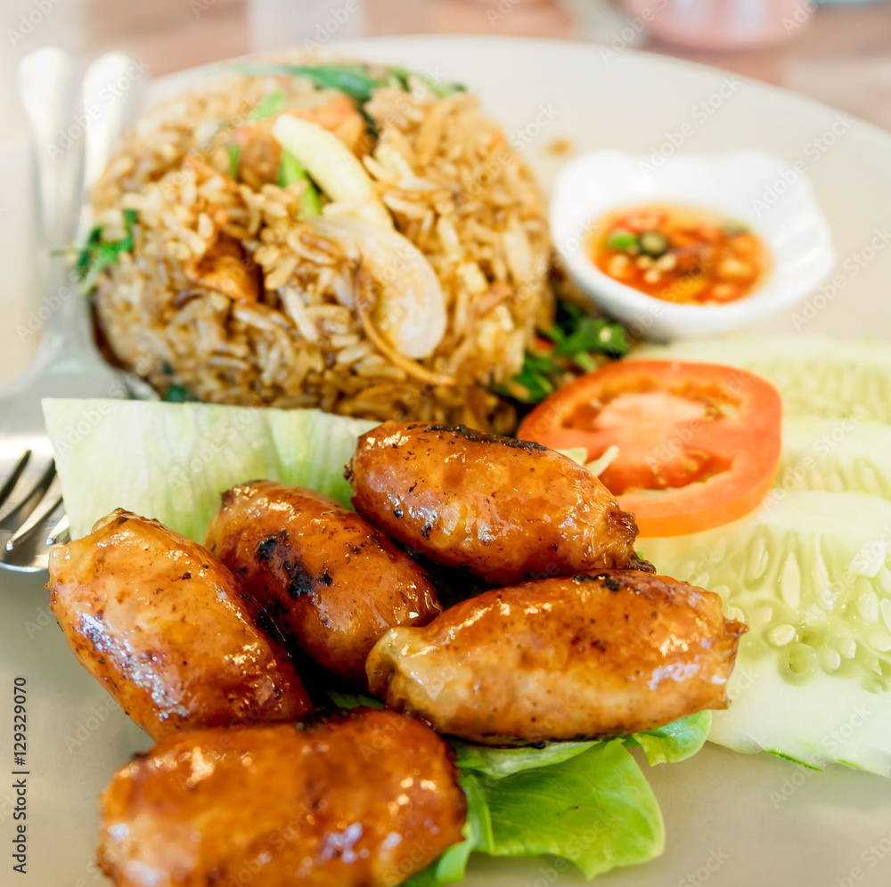 East sausage with mixed fried rice East sausage with mixed fried rice