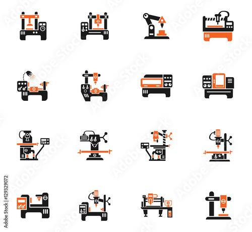 industrial equipment icon set